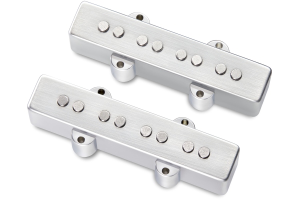 Passive J/J-Style Bass Pickup Set, Metal Cover, Open Pole Pieces, 4-String - Brushed Chrome Passive J/J-Style Bass Pickup Set, Metal Cover, Open Pole Pieces, 4-String - Brushed Chrome