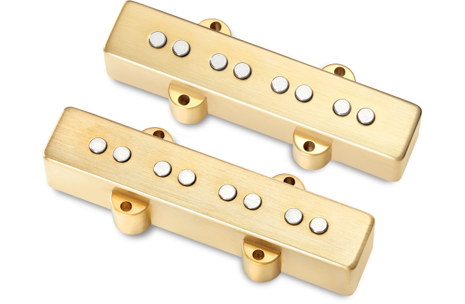 Doze chitară bas MEC Pickups  Passive J/J-Style Bass Pickup Set, Metal Cover, Open Pole Pieces, 4-String - Brushed Gold