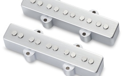 Doze chitară bas MEC Pickups  Passive J/J-Style Bass Pickup Set, Metal Cover, Open Pole Pieces, 5-String - Brushed Chrome