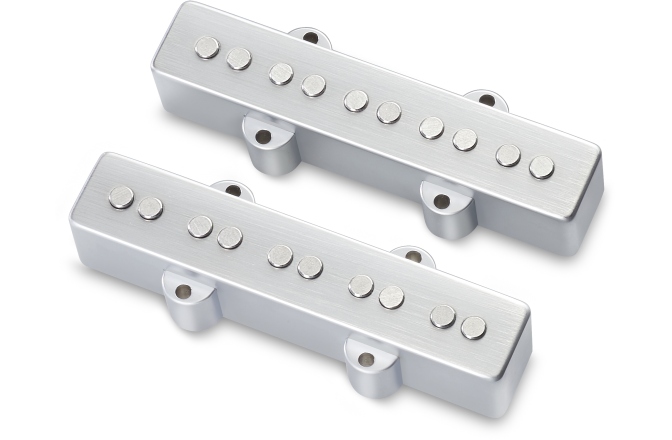 Doze chitară bas MEC Pickups  Passive J/J-Style Bass Pickup Set, Metal Cover, Open Pole Pieces, 5-String - Brushed Chrome