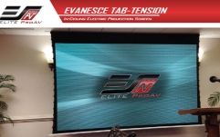 Ecran de proiectie electric incastrabil in tavan Elitescreens Evanesce Tab-Tension Series