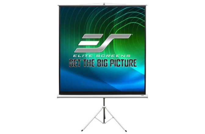 Ecran proiectie cu trepied Elitescreens 244 x 183 cm profesional format 4:3 carcasa alba