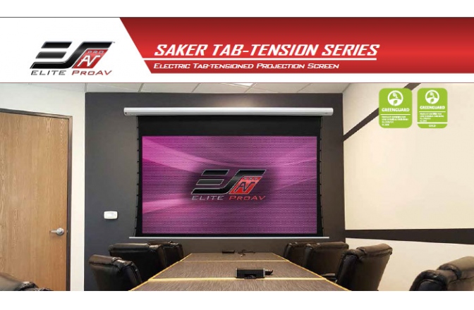 Ecran proiectie electric cu montare pe perete sau tavan Elitescreens Saker SKT110UHW-E12