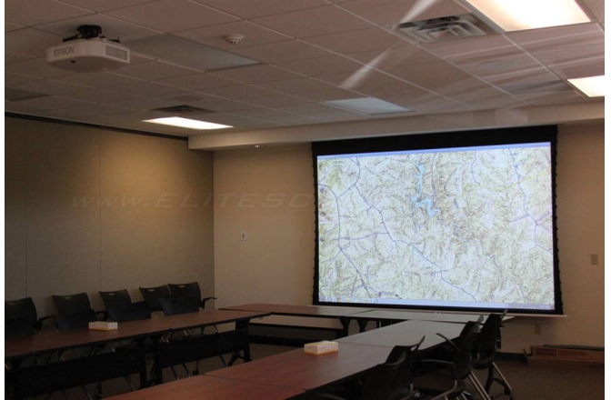 Ecran proiectie electric Elitescreens 243.8 x 137 cm Tensionat Evanesce Tab-Tension B 16:9