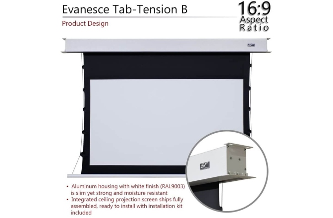 Ecran proiectie electric Elitescreens 265.7 x 149 cm  Evanesce Tab-Tension B 16:9
