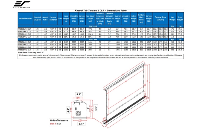 Ecran proiectie podea Elitescreens  Pull Up Electric 226 x 132 (101")  FTE101XH2 ALR ULTRA SHORT