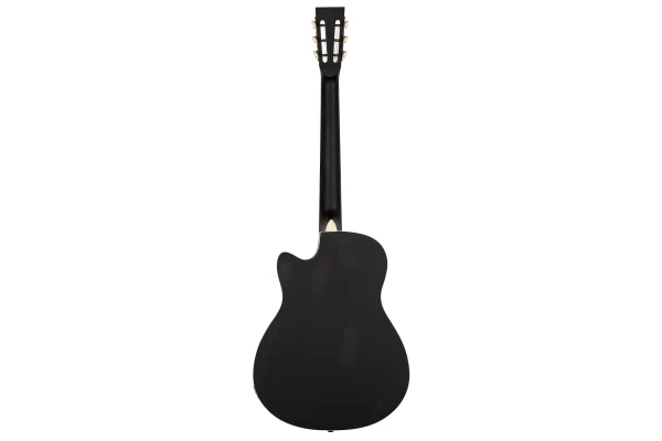 Ortega Americana Series Resonator Guitar 6 String - Distressed Black / Antique Brass HW — 3