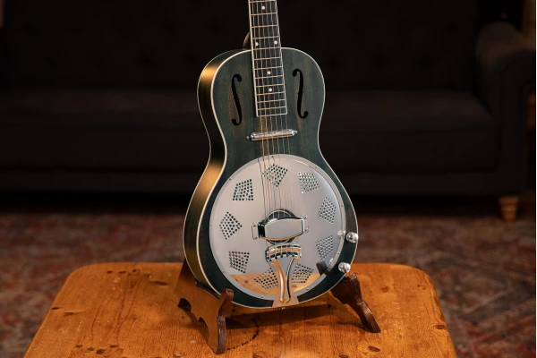 Ortega Americana Series Resonator Guitar 6 String - Distressed Denim Matte / Chrome HW — 3