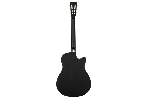 Ortega Americana Series Resonator Guitar 6 String Lefty - Distressed Black / Antique Brass HW — 3