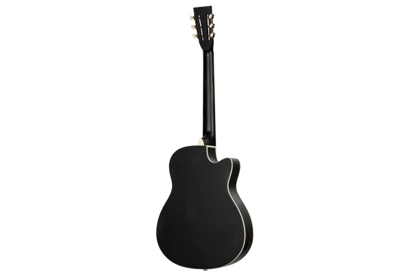 Ortega Americana Series Resonator Guitar 6 String Lefty - Distressed Black / Antique Brass HW — 4