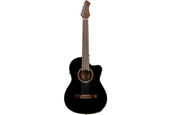 Ortega Performer Series Nylon String Guitar 6 String Cutaway - Black + Bag — 2