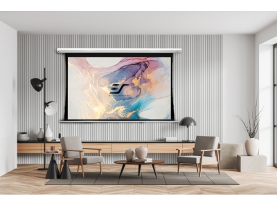 Ecran proiectie electric profesional, perete/tavan, 265.7 x 149.6 cm, Tensionat, Saker SKT120XHW-E20, 16:9