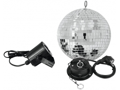 Mirror Ball Set 20cm with LED Spot