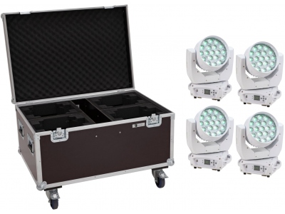 Set 2x LED TMH-X4 Moving-Head Wash Zoom ws + Case with wheels