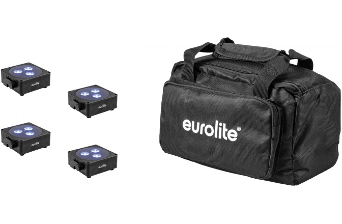 EUROLITE Set 4x AKKU Flat Light 3 bk + Soft Bag Eurolite Set 4x AKKU Flat Light 3 bk + Soft Bag