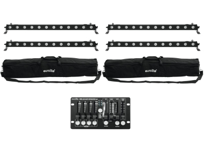 Set 4x LED BAR-12 QCL RGBW + 2x Soft Bags + Controller
