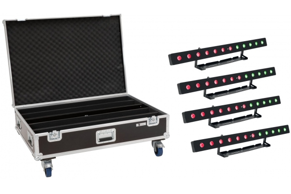 Set 4x LED PIX-12 HCL Bar + Case with wheels