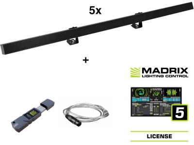 Set 5x LED PR-100/32 Pixel DMX Rail bk + Madrix Software