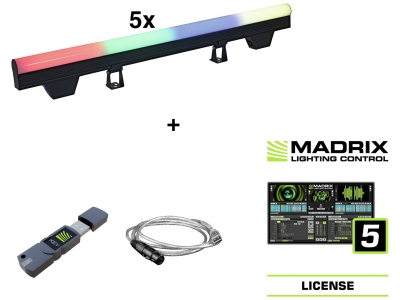 Set 5x LED PT-100/32 Pixel DMX Tube + Madrix Software