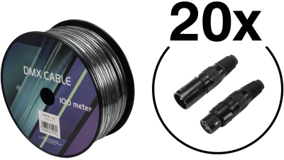 Eurolite EUROLITE Set cablu DMX 2x0,22 100m sw + 40 conectori Set cablu DMX 2x0,22 100m sw + 40 conectori