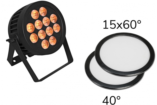 Set LED IP PAR 12x8W QCL Spot + 2x Diffuser cover (15x60° and 40°)