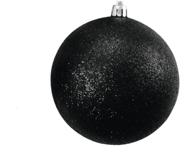 Deco Ball 10cm, black, glitter 4x