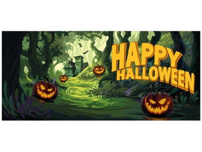 Halloween Banner, Haunted Forest, 400x180cm