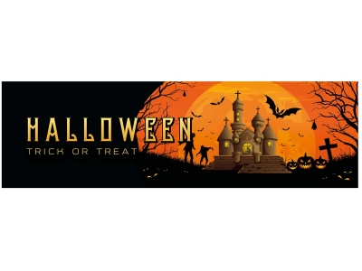 Halloween Banner, Haunted House, 300x90cm