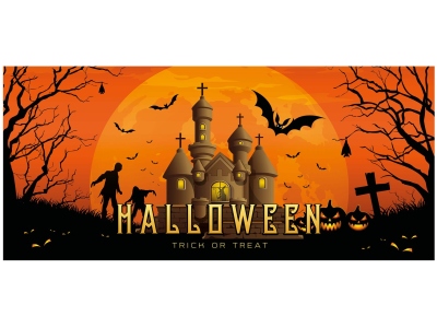 Halloween Banner, Haunted House, 400x180cm