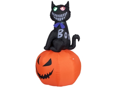 Halloween Inflatable Figure Cat with Pumpkin, 183cm