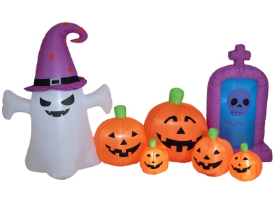 Halloween Inflatable Figure Ghost with Pumpkin, animated, 244cm