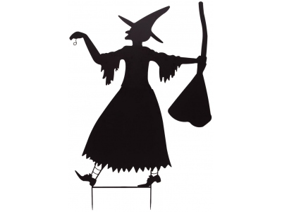 Silhouette Metal Witch with Broom, 140cm
