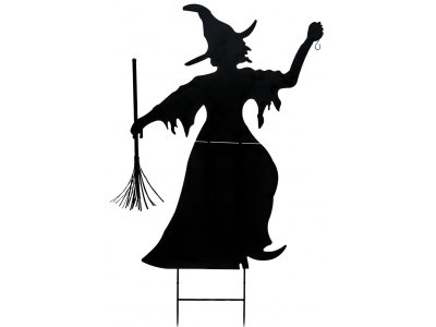 Silhouette Metal Witch with Broom, 150cm