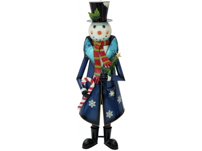Snowman with Coat, Metal, 150cm, blue