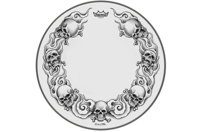 Faţă tobă  Remo Faţă tobă Tattoo Skyn Powerstroke 3 Bass Drum 22" Tattoo Skulls negru PA-1322-TT-T03
