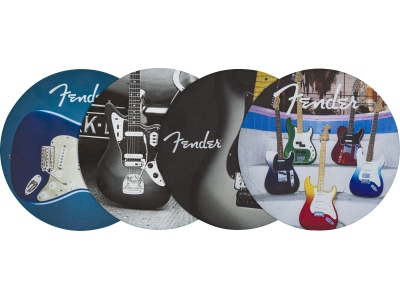 Guitars Coasters 4-Pack Multi-Color Leather