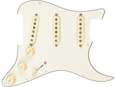 Pre-Wired Strat Pickguard Custom Shop Fat 50's SSS Parchment 11 Hole PG