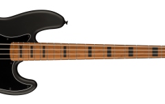 Fender Squier FSR Contemporary Active Jazz Bass HH Roasted Maple Fingerboard with Blocks and Binding Black Pickguard Flat Black