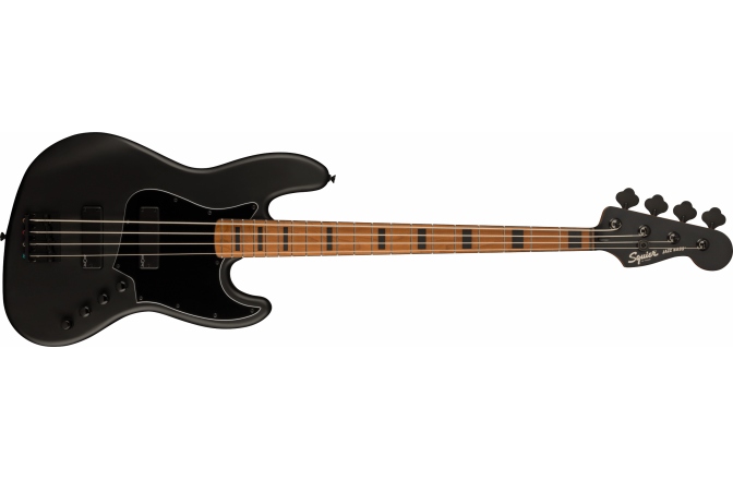 Fender Squier FSR Contemporary Active Jazz Bass HH Roasted Maple Fingerboard with Blocks and Binding Black Pickguard Flat Black