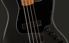 Fender Squier FSR Contemporary Active Jazz Bass HH Roasted Maple Fingerboard with Blocks and Binding Black Pickguard Flat Black