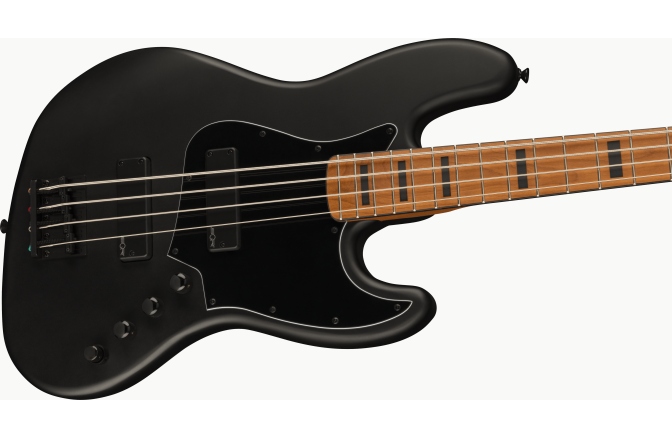 Fender Squier FSR Contemporary Active Jazz Bass HH Roasted Maple Fingerboard with Blocks and Binding Black Pickguard Flat Black