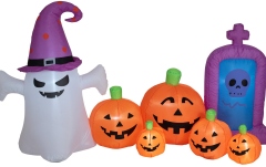 Figurină gonflabilă Europalms Halloween Inflatable Figure Ghost with Pumpkin, animated, 244cm
