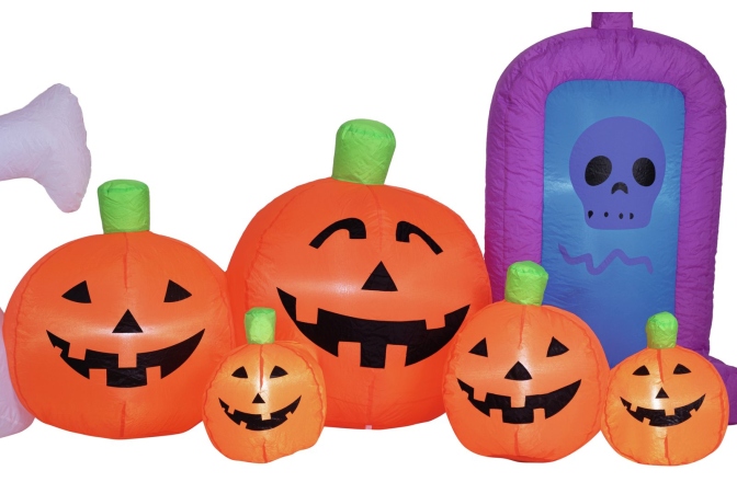Figurină gonflabilă Europalms Halloween Inflatable Figure Ghost with Pumpkin, animated, 244cm