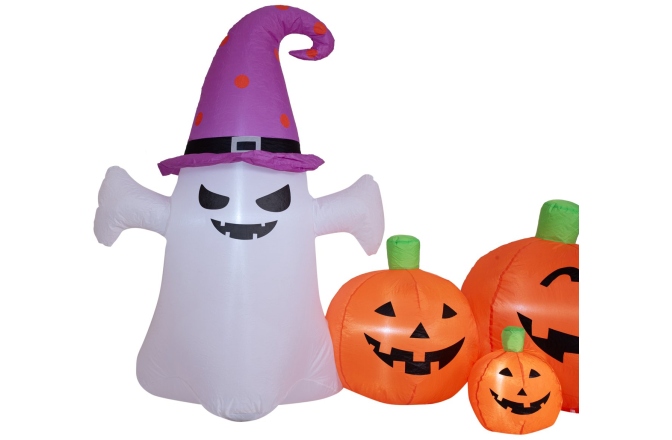 Figurină gonflabilă Europalms Halloween Inflatable Figure Ghost with Pumpkin, animated, 244cm