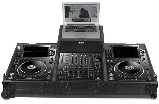 Flightcase echipamente DJ UDG Ultimate Flight Case Set CDJ-3000/A9 Plus - Laptop Shelf + Wheels