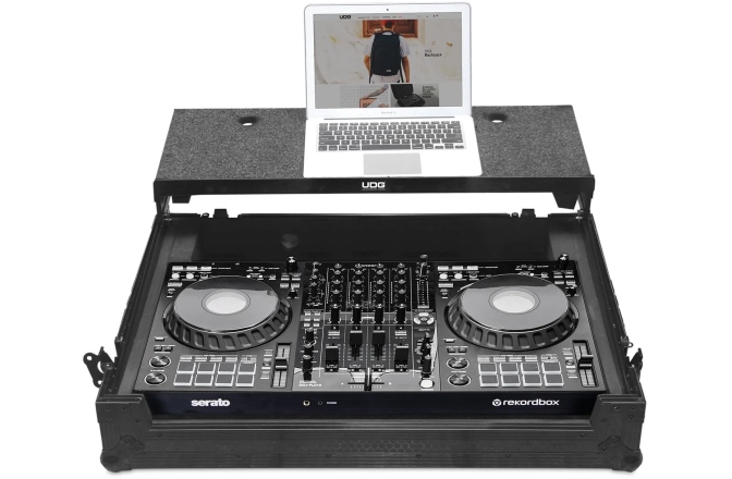 Flightcase pentru console DJ UDG Ultimate Flight Case DDJ-FLX10 Plus - Laptop Shelf + Wheels