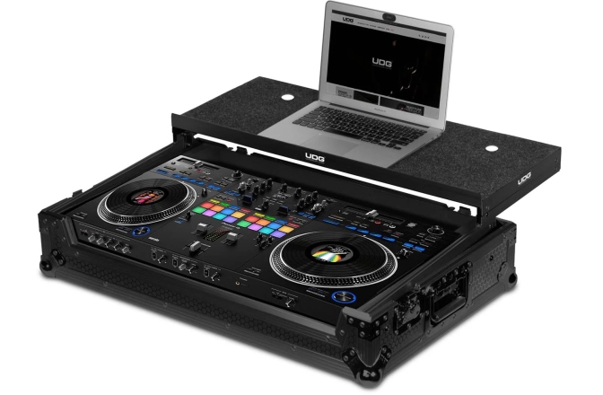 Flightcase pentru console DJ UDG Ultimate Flight Case DDJ-REV7 Plus - Laptop Shelf + Wheels
