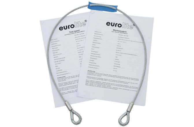 Funie de oțel Eurolite Steel Rope 1000x6mm black with Thimbles