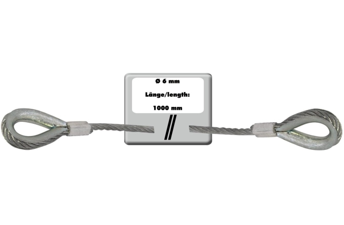 Funie de oțel Eurolite Steel Rope 1000x6mm silver with Thimble
