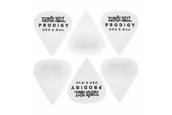 Ernie Ball White Large Rounded Triangle Prodigy Pick Pack 6